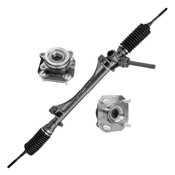 Detroit Axle - 2.0L Front 3pc Rack & Pinion Kit for 2007-2012 Nissan Sentra, Complete Electrical Steering Rack and Pinion Assembly Wheel Bearing and Hubs Replacement