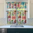 thumbnail image 3 of Rustic Vintage Curtains 36 Inch - 3 Panel Wildflower Farmhouse Set with Bohemian Floral Design, Rod Pocket Kitchen Window Drapes for Country Style, 3 of 4