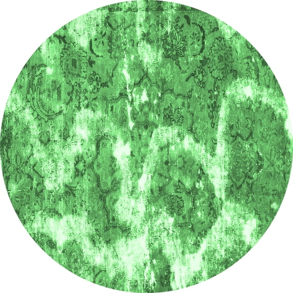 Ahgly Company Indoor Round Abstract Emerald Green Modern Area Rugs, 6' Round
