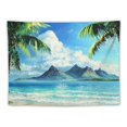 thumbnail image 5 of BCIIG Ocean Beach Tapestry Wall Hanging Tropic Paradise Coconut Palm Tree Hawaiian Sea Wave Cool Seaside Sunset Waves Nature Decor For Dorm Bedroom Living Room  40x30inch, 5 of 6