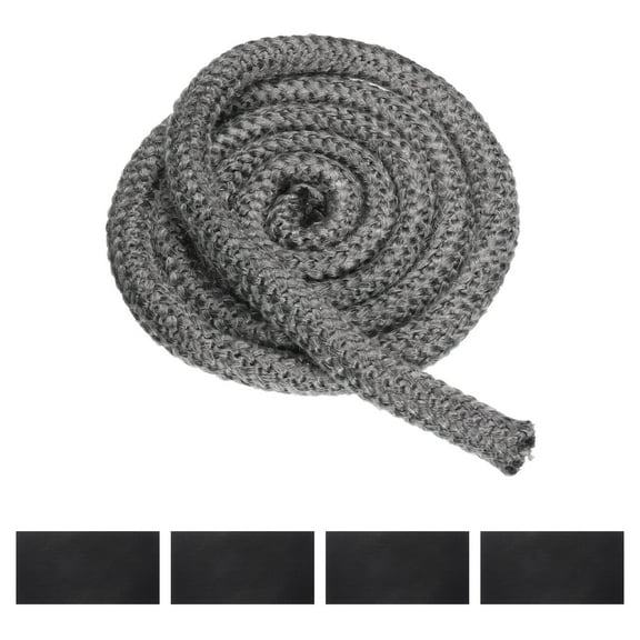 11/16" x 79" Wood Stove Gasket Kit, Graphite Fiberglass Round High-Temperature Resistance Seal Rope Replacement with 4pcs Joint Tapes for Stoves Fireplace Door, Black