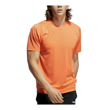 ADIDAS Mens Freelift Orange Logo Graphic Athletic Fit Performance Stretch T-Shirt L
