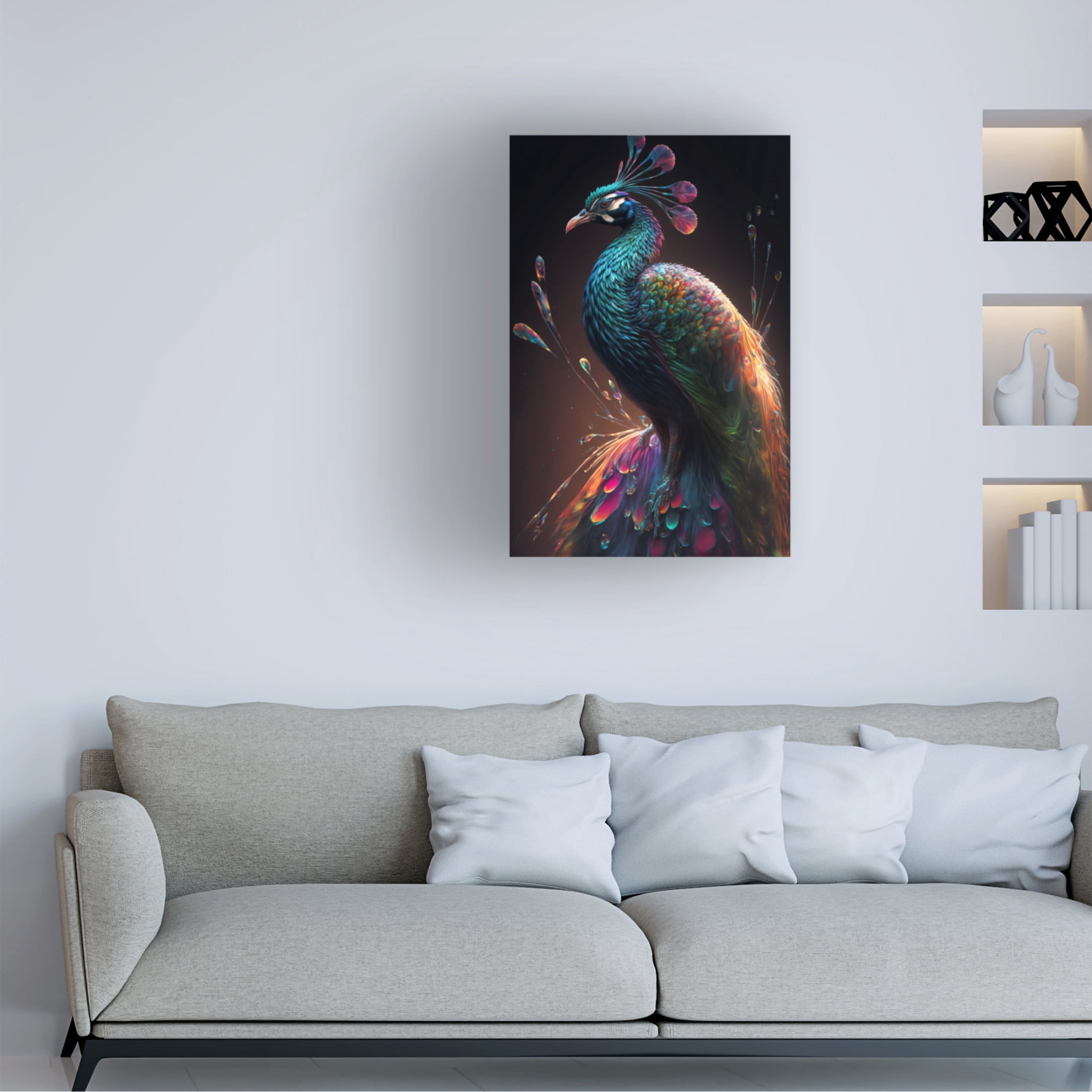 Canvas Wall Art - Ray Heere 'Proud Peacocks 29' Wall Art for Living Room, Bedroom, or Office Décor by Trademark Fine Art - 30 x 47 Inches