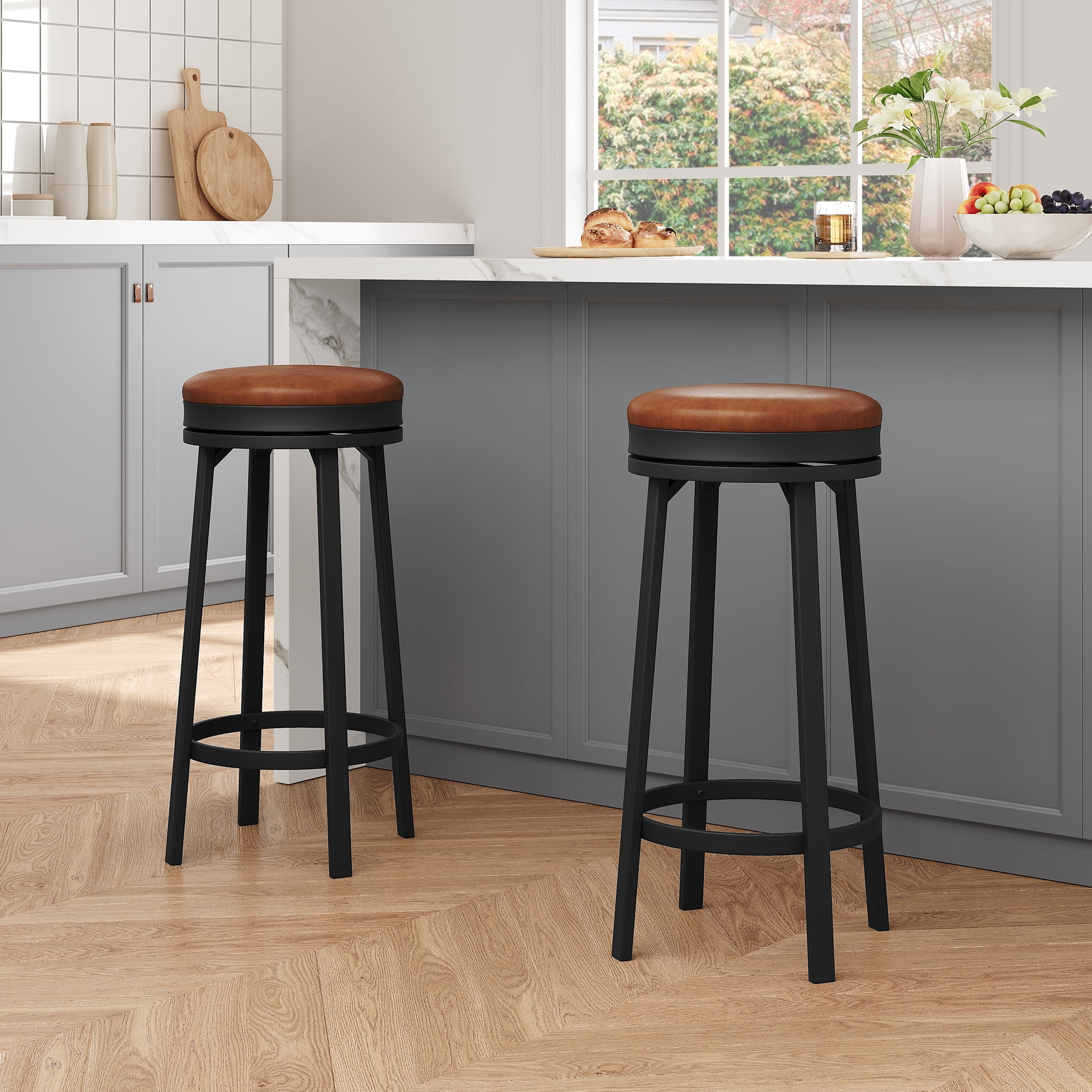 30" Swivel Bar Stools Set of 2/4 with Footrest – Modern Counter Height Stools for Kitchen Island, Bar, or Dining
