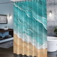 thumbnail image 3 of Ocean Waves Shower Curtains for Bathroom, Abstract Gradient Yellow Turquoise Waves Beach Washable Fabric Shower Curtain with Hooks Waterproof Bathroom Decor Sets, 54 x 78 Inches, 3 of 9