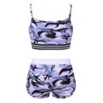 thumbnail image 2 of Eandarui Kids Girls Athletic Training Outfit Sleeveless Open Back Crop Tops with Bottoms Set Fitness Camo Purple 14, 2 of 7