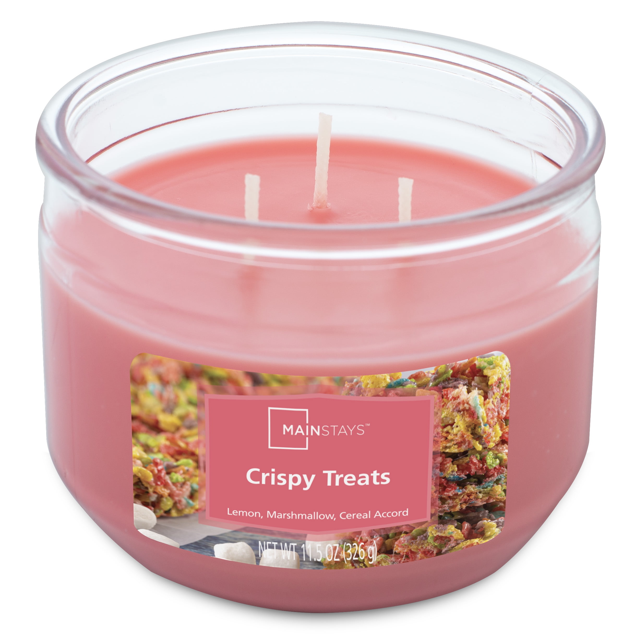 Mainstays 3-Wick Scented Glass Jar Candle, Crispy Treats, 11.5oz.