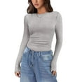 thumbnail image 4 of Zeagoo Womens Long Sleeve Top Stretch Crewneck Ribbed T-Shirt Fitted Basic Tops Business Casual Outfits, 4 of 7