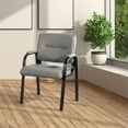 thumbnail image 2 of Guest Chair in Charcoal Gray Faux Leather in Black Finish Frame, 2 of 10