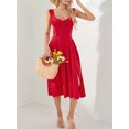 thumbnail image 5 of Women Long Dress, Sleeveless V-neck Lace Patchwork Summer A-line Dress Slit Dress, 5 of 9