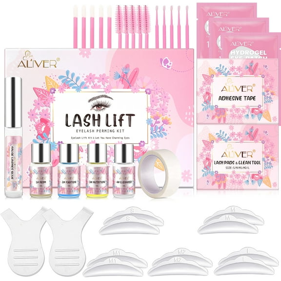 Aliver Lash Lift Kit Eyelash Perm Kit,Lash Curling Eyelash Extension Set,Eyelash Lash Extensions Kit for Home or Salon Use,Let You Have Charming Eyes