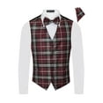 thumbnail image 2 of Men's Premium Plaid Vest - NeckTie - Bow Tie - Pocket Square 4 Piece Set for Suits & Tuxedos-Many Colors, 2 of 4