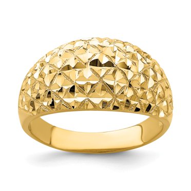 14K Solid Yellow Gold Initial Ring – Diamond Cut Letter Band, Size 6.5 – Diamomo