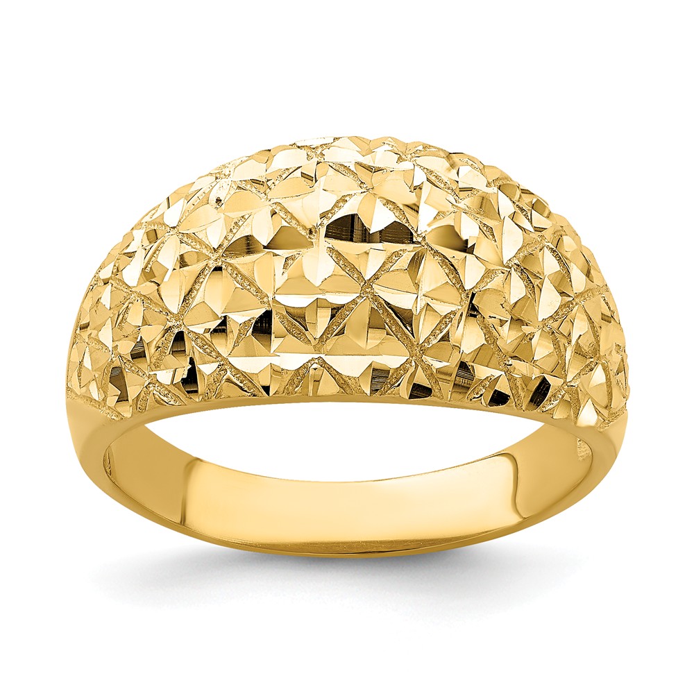 AA Jewels Solid 14k Yellow Gold Marquise Diamond Cut Pattern Dome 
