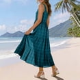 thumbnail image 5 of Hvogkswy Spaghetti Strap Dresses for Women, Plaid Print Sleeveless Crew Neck Maxi Length Dresses Loose Breathable Summer Beach Vacation Casual Dress, 5 of 7