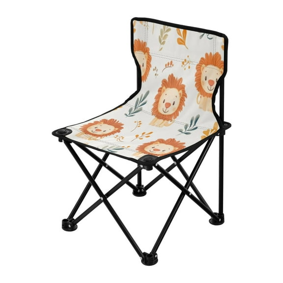 Outdoor Folding Chair 14.46x14.46x22.83 Inches, Camping Folding Chair Easy to Carry Ideal for Outdoor Picnics Camping Park Fishing Cute Little Orange Lion
