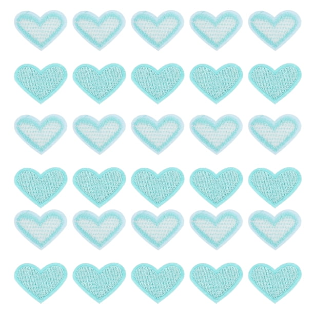 Corazón Forma Termoadhesivos Parches Bordado Coser Parches Apliques Prenda Adornos para Ropa Reparación Mochila Zapatos Decoración Verde Paquete de 30