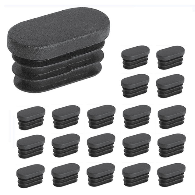 100 tapas de extremo de plástico de 15 x 30 mm para patas de muebles, tapas de extremo ovaladas para patas de silla de plástico, para tubos ovalados.