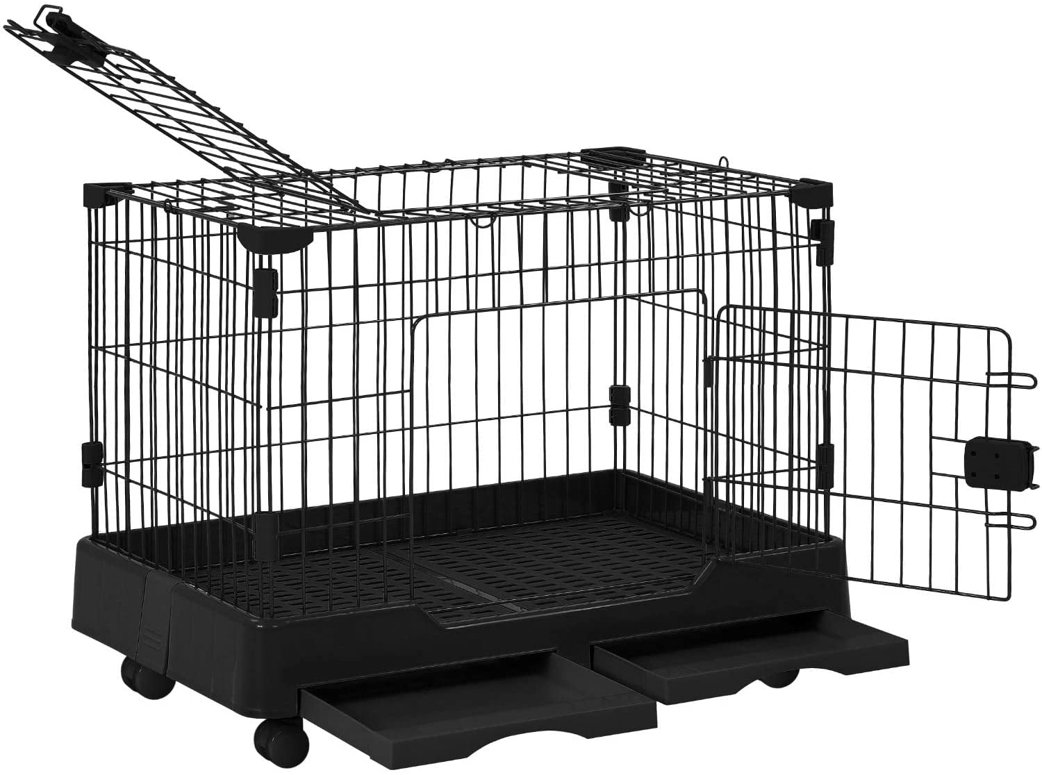 BestPet Cat Cage Cat Crate Kennel Cat Playpen Two Door Cat House Furniture Pet Enclosure Beds Removable Tray Cage for Small Animal Cats Rabbit Guinea Pigs 