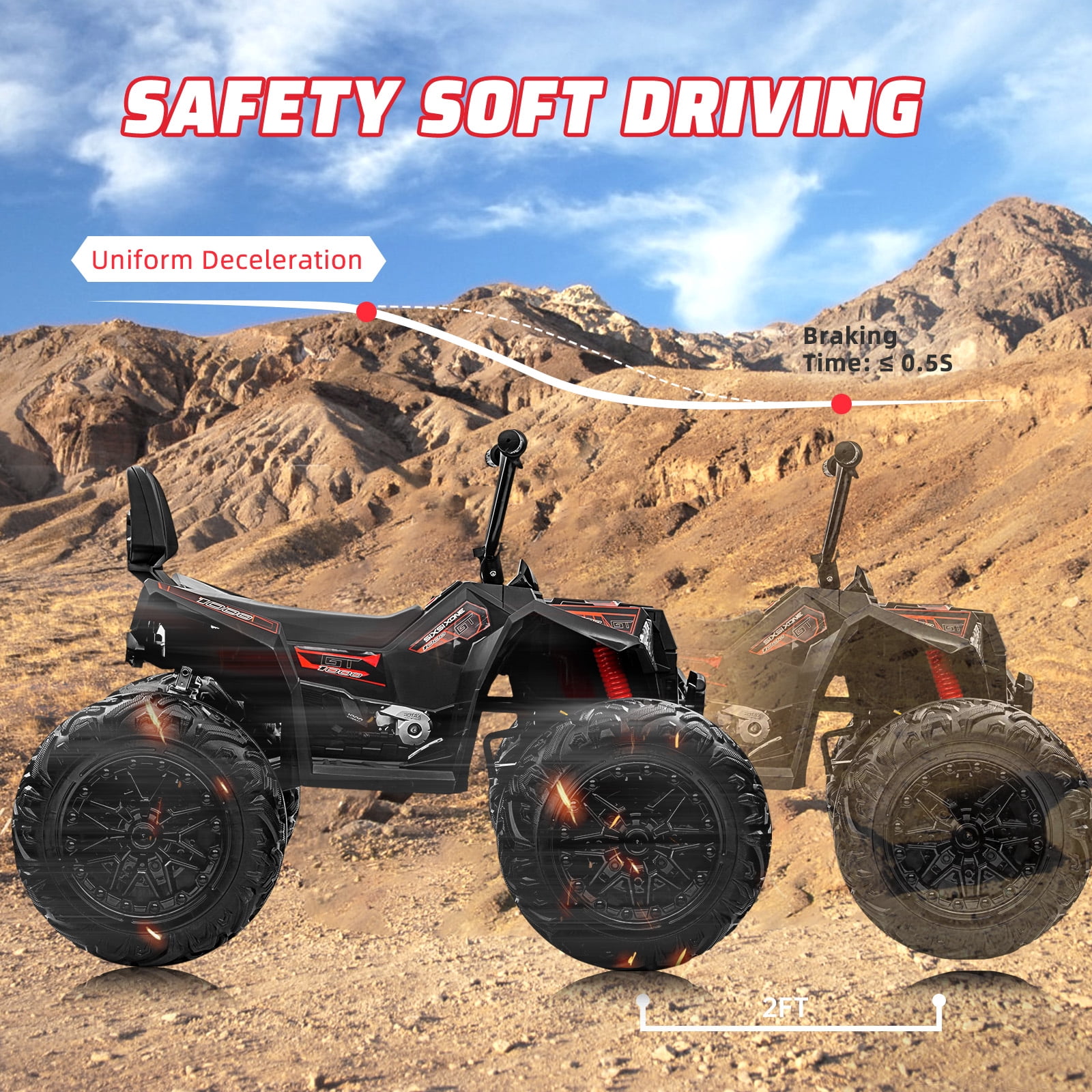 Accreate 24V Kids ATV, Two Seater Ride on Car 4WD Quad Electric Vehicle, 4x100W Powerful Engine