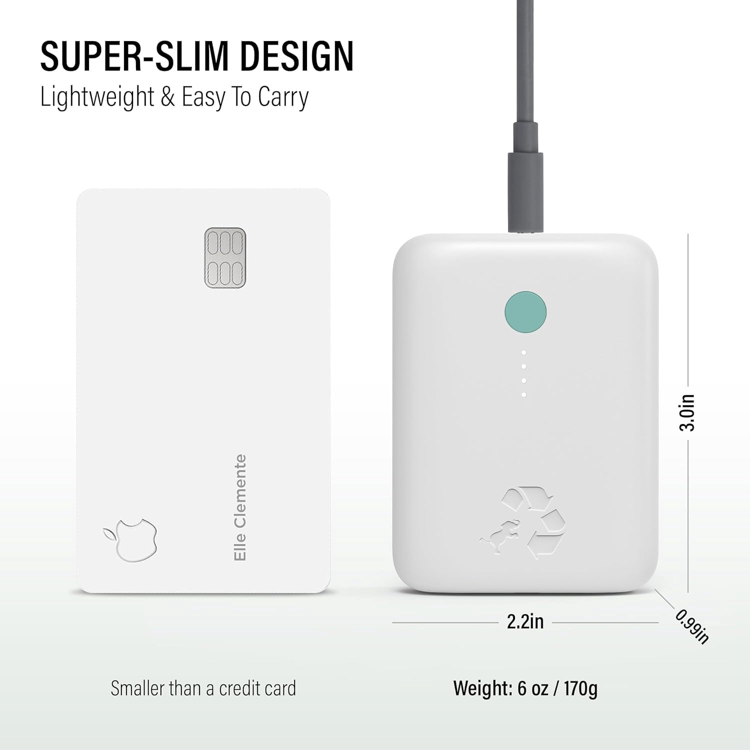 Champ Lite Portable Charger, 5200mAh Fast Charging Power Bank 15W USB C and A Port with Cable, Travel Essential Battery Pack for iPhone Galaxy Pixel MacBook iPad Kindle Airpod Laptop Tablet