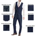thumbnail image 4 of Conjunto de traje de hombre sólido de dos botones ajustado para boda, traje formal de negocios, traje de 3 piezas, traje de chamarra, chaleco y pantalones, marino, X-Small, 4 of 7