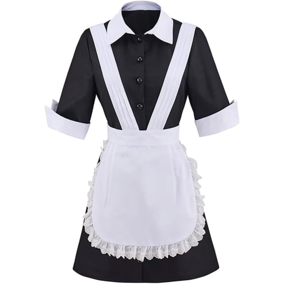 Magenta Maid Dress & Apron Full Set  Stage Performance Dress