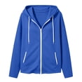 thumbnail image 5 of cocolona Hoodies for Women Solid Color Long Sleeve Fall Winter Drawstring Sweatshirts Loose Casual Zipper Jackets with Pockets, 5 of 7