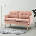 thumbnail image 1 of Modern Lounge Tufted Couch Velvet Club Sofa with Rose Golden Legs, 2 Seater Small Sofa Chair Upholstered Living Room Loveseat Sofa Couch with Soft Padded Seat - Pink, 1 of 8