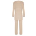 thumbnail image 4 of Hfyihgf Women's 3 Piece Outfits Sweatsuit Ribbed Knit Button Down Sweater Jackets Tank Tops Wide Legs Pants Lounge Sets Beige S, 4 of 5