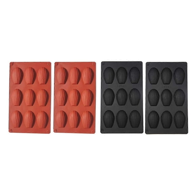 4Pcs 9 Cavity Madeline Mold Silicone Madeline Cookies Pan Nonstick Baking Pan for Make Madeleine Coo