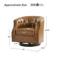 thumbnail image 6 of Genuine Leather Accent Chairs with 360-Degree Swivel Base Nailhead Trims Armchairs Set of 2 Apartment Camel, 6 of 7