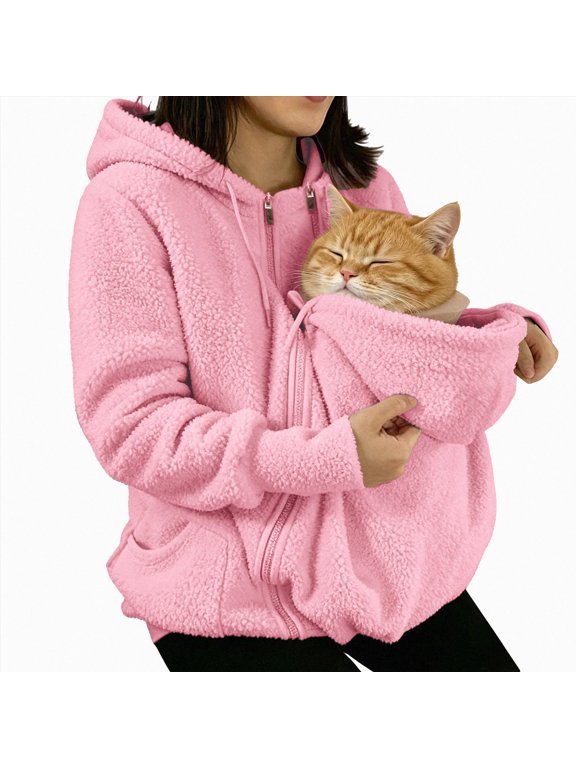 Women Fleece Zip Up 2 In 1 Baby Wearing Jacket Maternity Winter Coat Thicken Baby Wearing Clothes Hoodie With A Pet Pouch