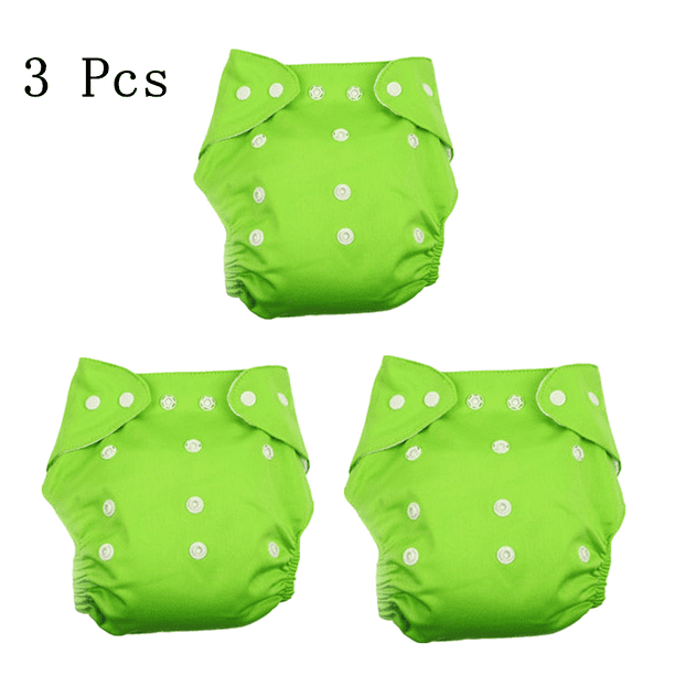 3Pack One size Cloth Diaper double hip snaps 6pcs Pack Fitted Pocket