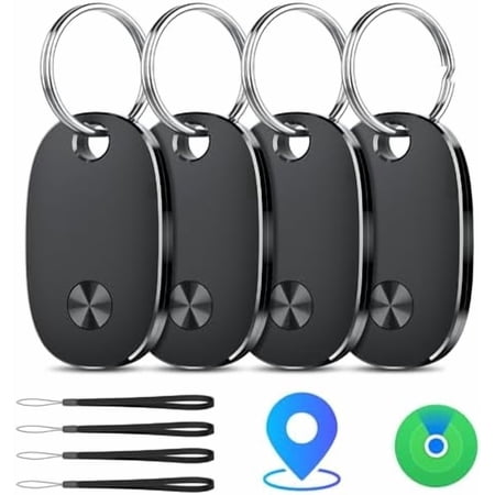 Tracker Tags-4 Pack, Bluetooth Tracker Works with Apple Find My APP (iOS Only), Keys Finder and Item Locator for Luggage, Backpack, Suitcases, Replaceable Battery, IP67 Waterproof weTag pro