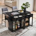 thumbnail image 2 of Rolling Kitchen Island Cabinet with Drawers & Drop Leaf, Storage Cart on Wheels with Arched Glass Doors, Power Outlet & Spice Rack, 2 of 12