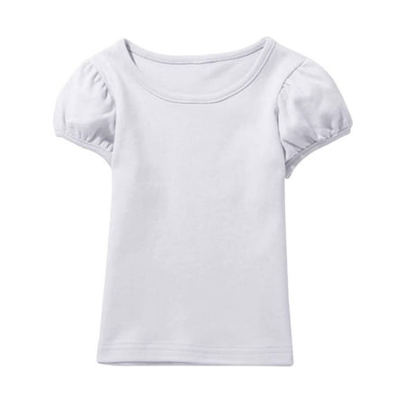 Xijirk Girls Long Sleeve Shirts Tops Solid Color Basic Tees Comfortable Casual Shirts Everyday Outfits and Play Long Sleeve Shirts for Girls White 6-7 Years
