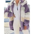 thumbnail image 6 of Fleece Jacket Women Plus Size Warm Winter Coats Fluffy Sherpa Hoodie Zip up Casual Color Block Faux Fur Cardigan Coat Shaggy Cardigan Sweater Outerwear, 6 of 8