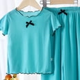thumbnail image 4 of Kogui Girls 2 Piece Outfits Girls 2 Piece Outfits Short Sleeve T-Shirt & Flared Pants Summer Clothing Set 5T 6T (Blue,5-6 Years), 4 of 4
