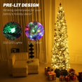 thumbnail image 3 of 9ft Prelit Flocked Pencil Christmas Tree with Remote - Green, 895 Tips, Dual Color LED Lights, Slim Design for Living Room & Entryway Decor, 3 of 7