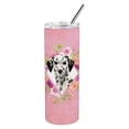 thumbnail image 3 of Dalmatian Pink Flowers Double Walled Stainless Steel 20 oz Skinny Tumbler, 3 of 4