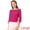Hot Pink, variant on Polka Dots Ruffled Neck 3/4 Sleeve Blouse Top L Hot Pink