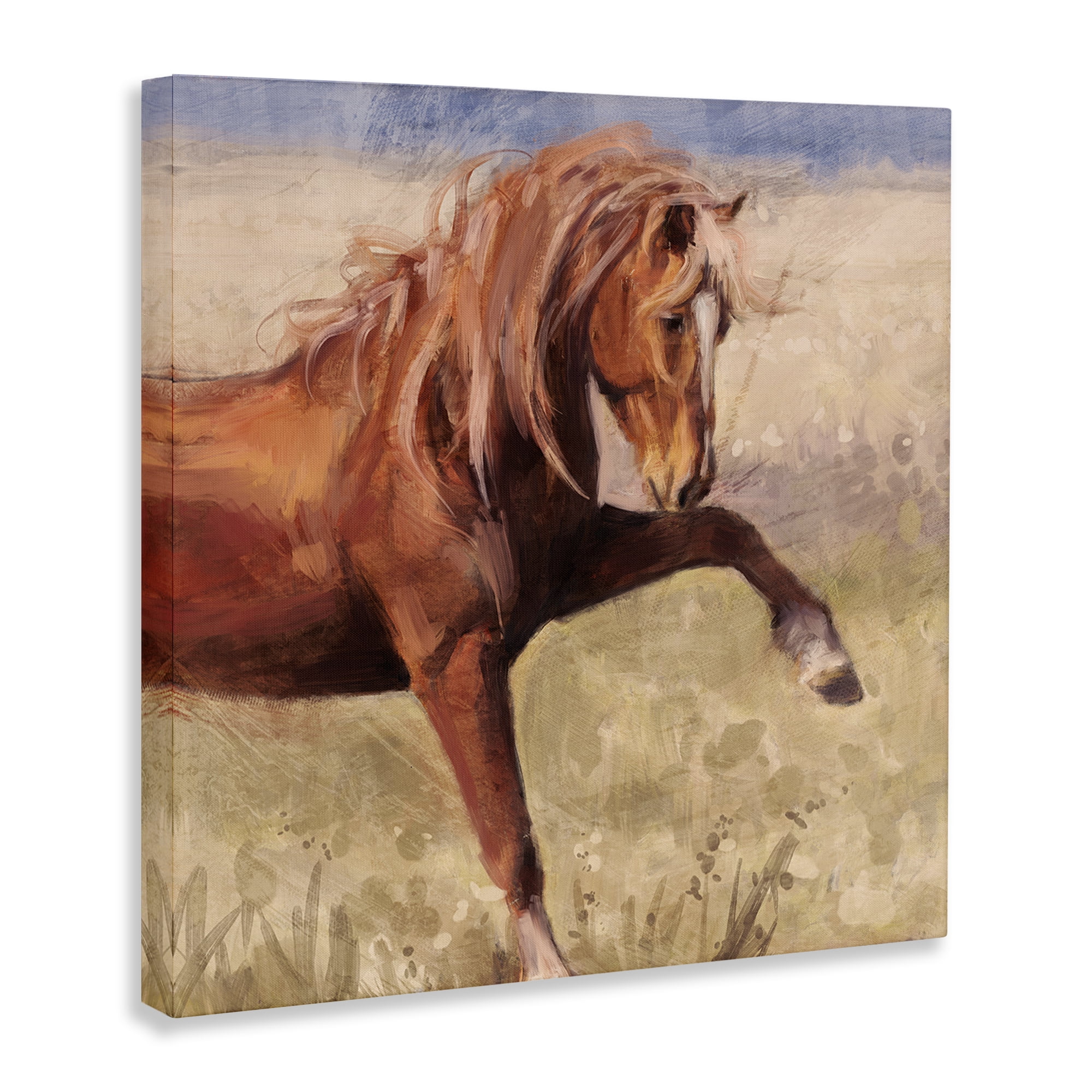Stupell Industries The Red Stallion Portrait Animals & Insects Painting Gallery Wrapped Canvas Art Print Wall Art, 24 x 24