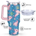 thumbnail image 3 of 40oz Cute Colorful Axolotl Stainless Steel Flip Straw Tumbler Spill Proof Travel Cup Double Wall Vacuum Insulated Coffee Mug with Top Handle, 3 of 6