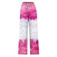 thumbnail image 4 of Pants for Women, Womens Fashionable Striped Printed Drawstring Wide Leg Pants, 4 of 4