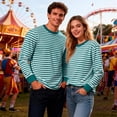 thumbnail image 4 of Men's Striped Pullover Tops Long Sleeve Crewneck Color Block Casual T Shirts Basic Blouse, 4 of 5