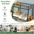 thumbnail image 5 of Miniyam Full XL over Queen Metal Bunk Bed with 2 Ladders, Heavy Duty Noise-Free Frame with Guardrails, No Box Spring Needed, for Adults, Black, 5 of 7