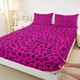 thumbnail image 3 of Manfei Cheetah Pattern Full Size Sheets,Wild Animal Bed Sheets,Hotpink Leopard Print Sheet Sets For Boys Kids,Breathable Home Decor,4-Piece, 3 of 7