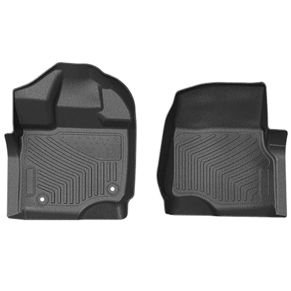 Front Floor Mats Liners Super Crew/SuperCab Unique Black TPE AllWeather Guard, Includes 1st
