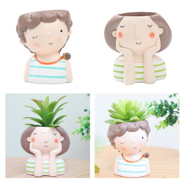 Conjunto de maceta de plantas suculentas Soledad Bonita maceta de resina